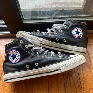 Women’s Black Leather Chuck Taylor -  Converse High Tops